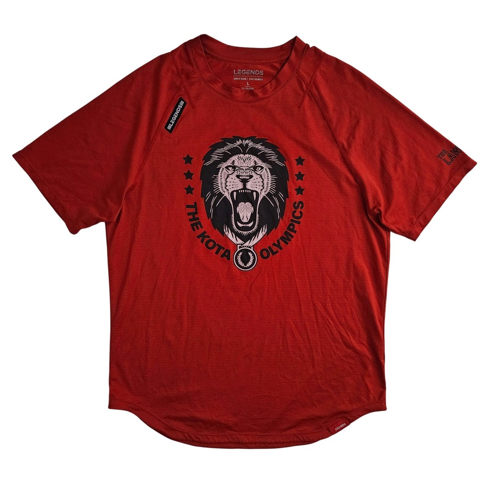 Legends Enzo (Men's Large)‎ Red Athletic T-Shirt Short Sleeve Curved Hem Tee Gym